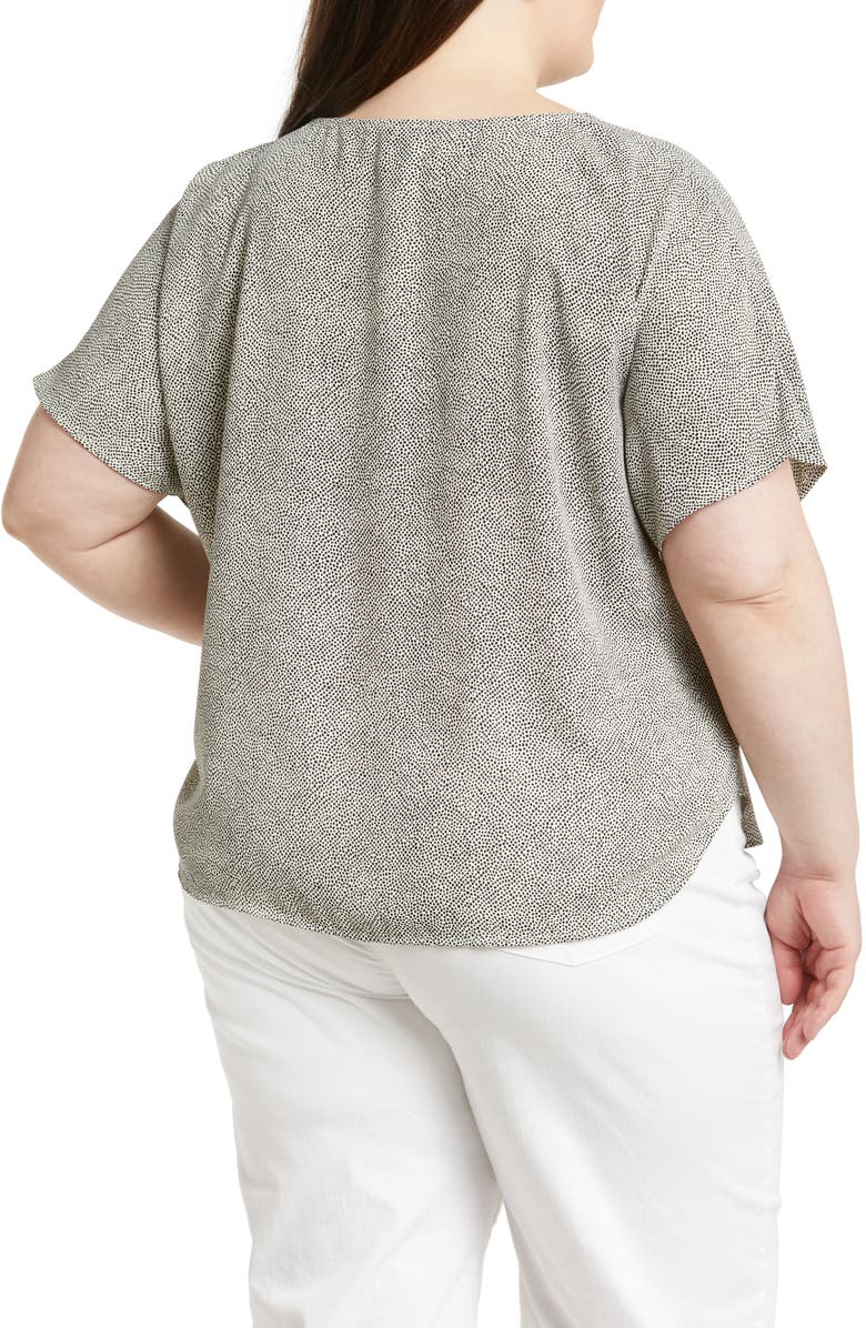 Anne Klein Dot Print Blouse, Alternate, color, Anne White/ Anne Black