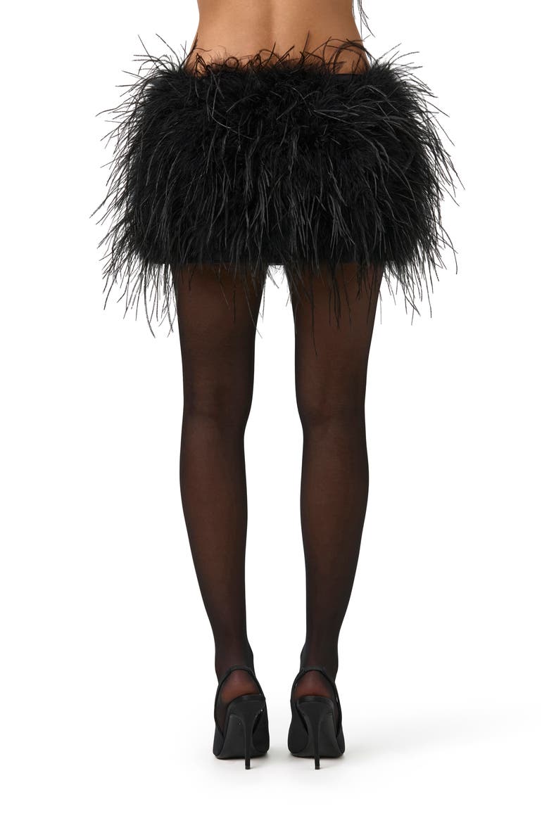 Feather Miniskirt, Alternate, color, BLACK