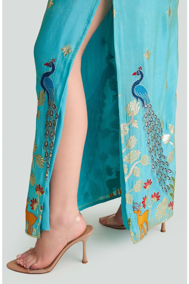 Luna Embroidered Maxi Dress, Alternate, color, BLUE