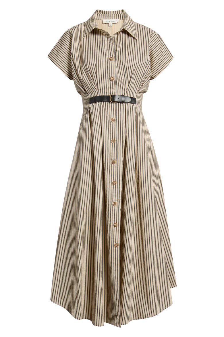 Stripe Belted Shirtdress, Alternate, color, TAUPE MULTI