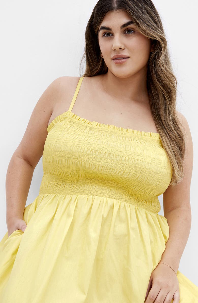 City Chic Jolie Midi Sundress, Alternate, color, Lemon