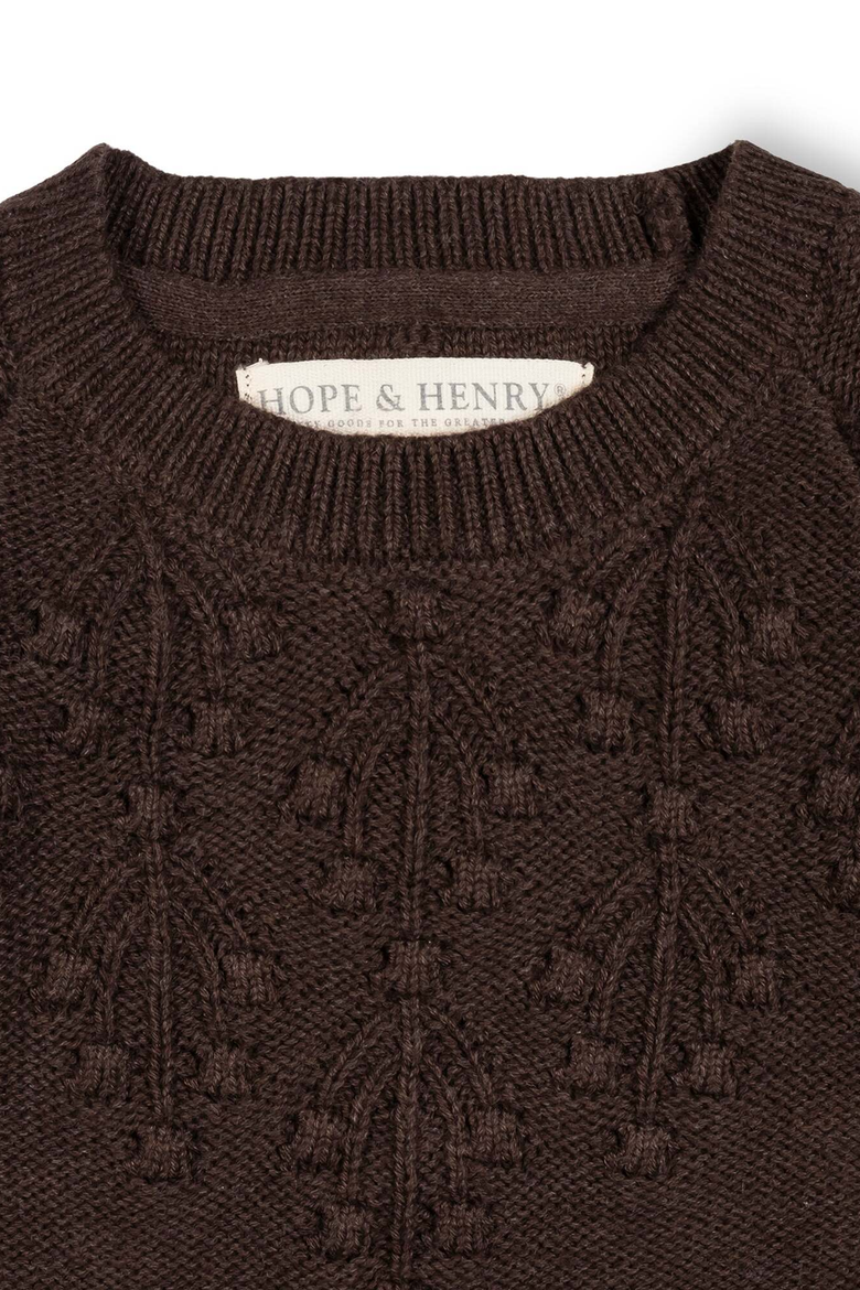 Kids' Organic Bobble Yoke Sweater Dress, Alternate, color, Chocolate Heather