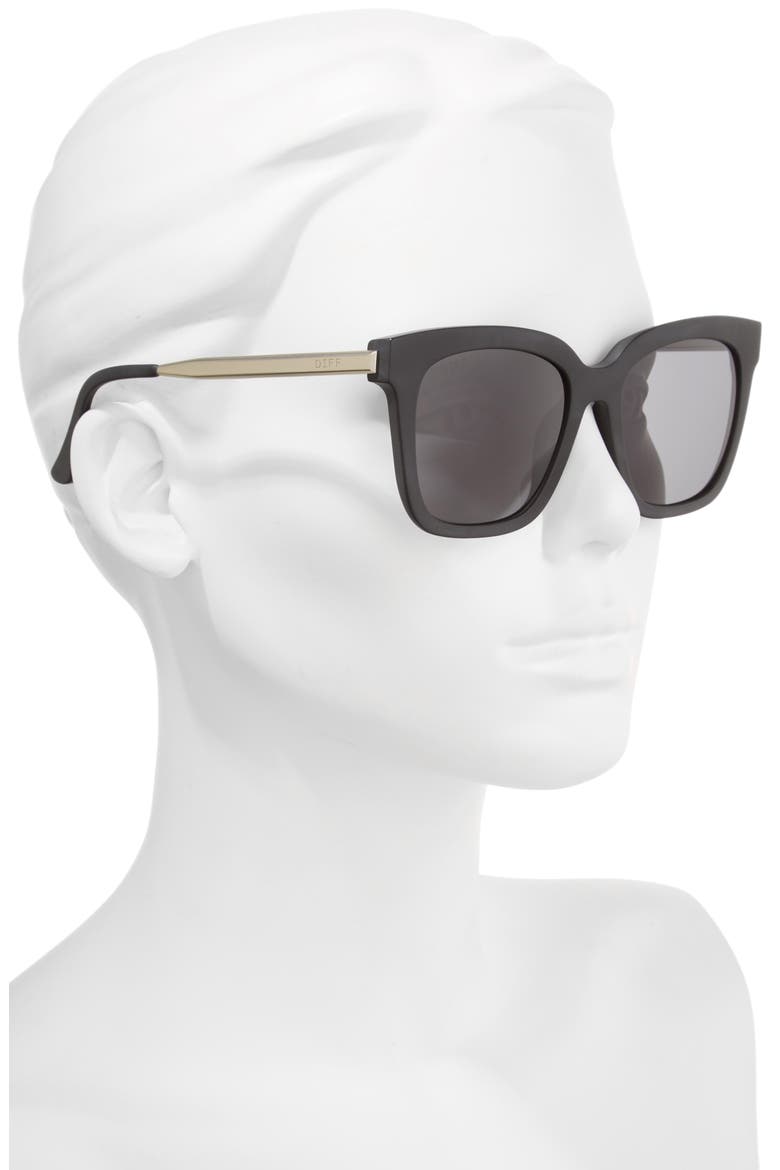 Bella 52mm Polarized Sunglasses, Alternate, color, MATTE BLACK/ GREY