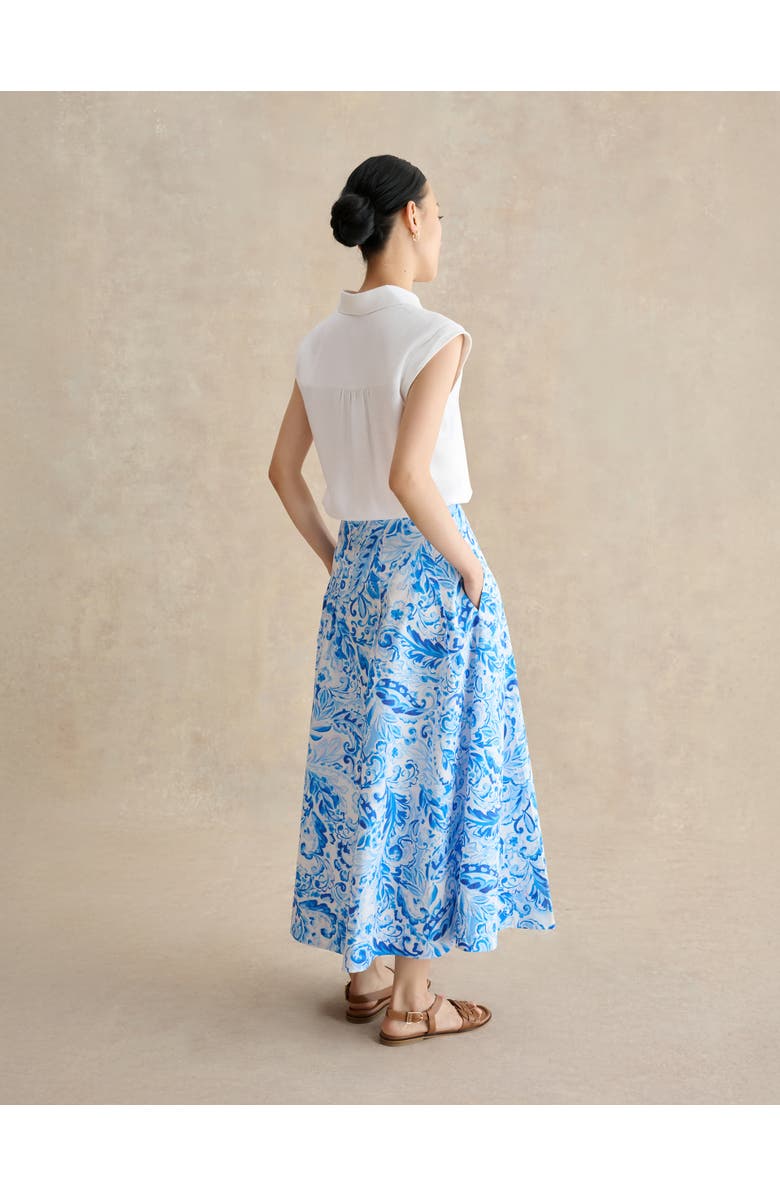 HOBBS LONDON Antonella Paisley Print Midi Skirt, Alternate, color, Bluemulti