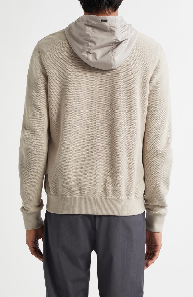 Herno Mixed Media Hooded Jacket, Alternate, color, Taupe