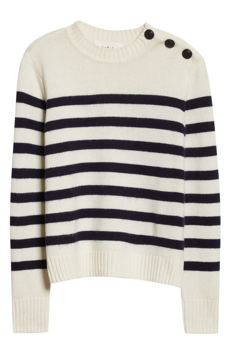 ba&sh Sean Stripe Button Shoulder Sweater, Alternate, color,