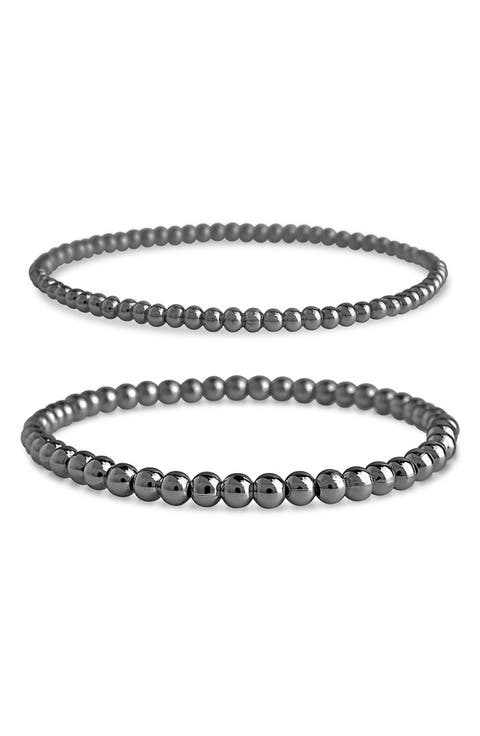 3mm & 4mm Beaded Stretch Bracelet Set