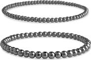 Sterling Forever 3mm & 4mm Beaded Stretch Bracelet Set