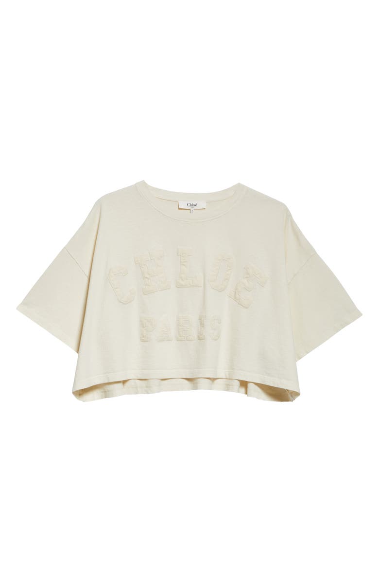 Chloé College Appliqué Crop T-Shirt, Alternate, color,