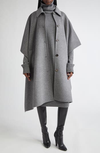 Michael Kors Collection Double Face Wool Melton Poncho Coat
