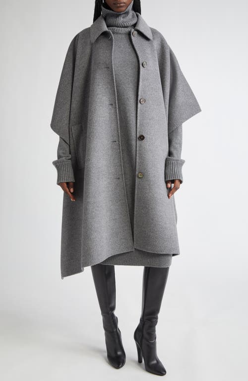 Michael Kors Collection Double Face Wool Melton Poncho Coat In Gray