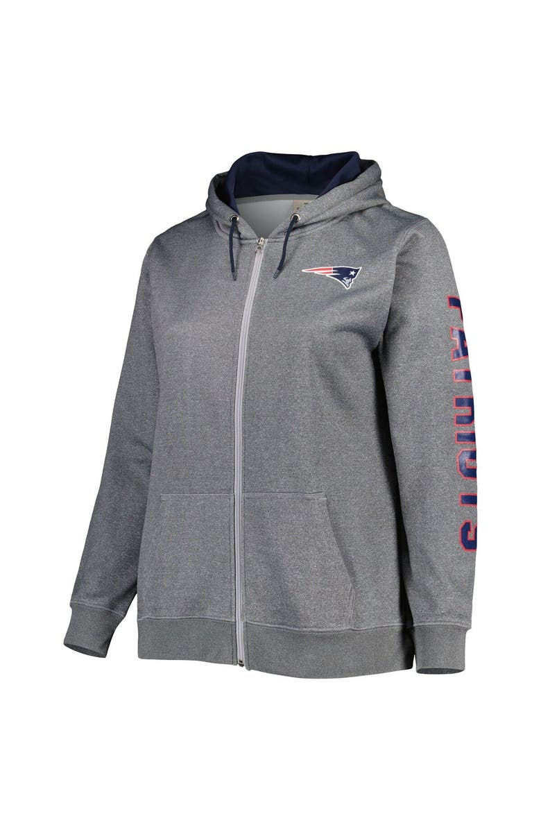 PROFILE Women's Heather Charcoal New England Patriots Plus Size Fleece Full-Zip Hoodie Jacket, Alternate, color, 