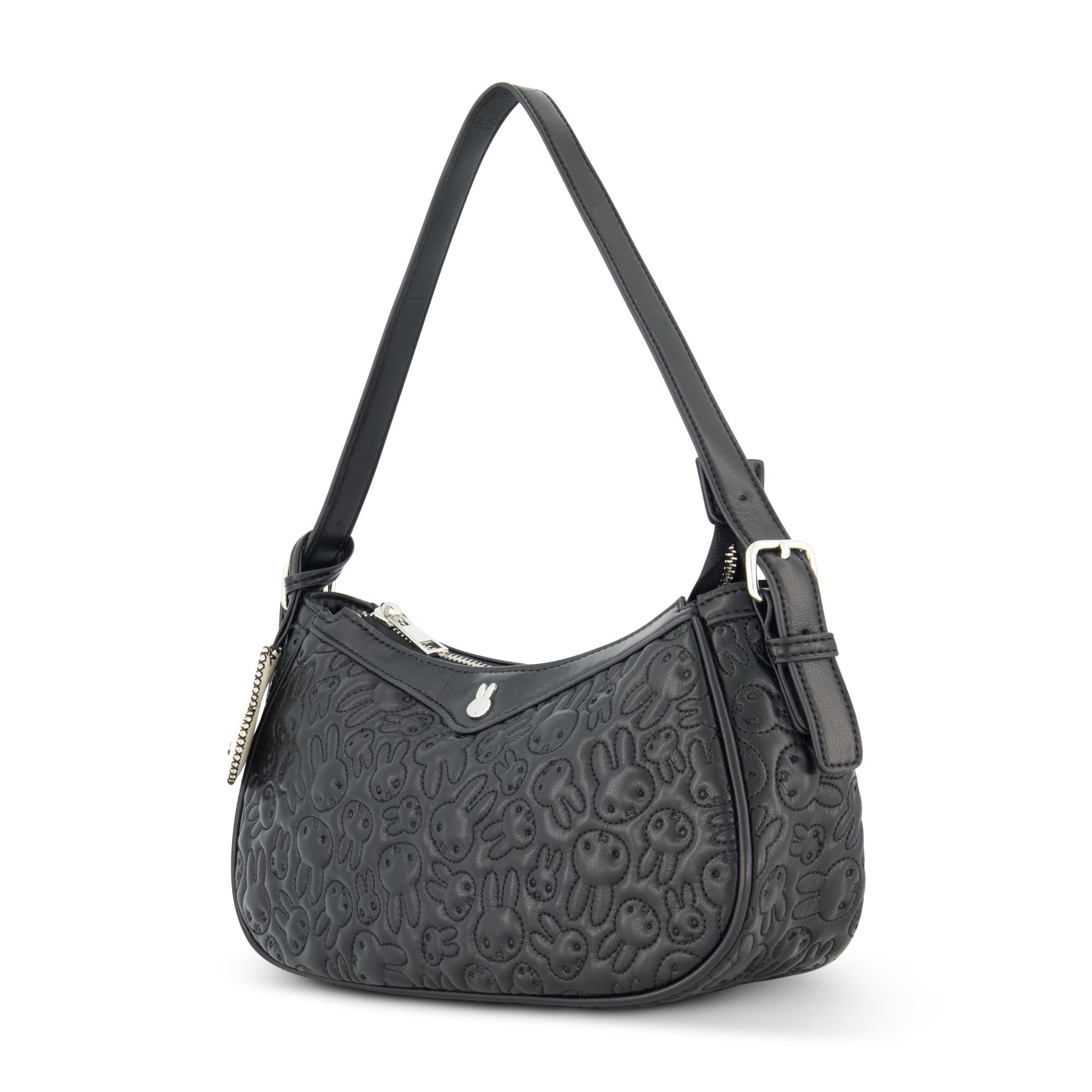 Daniele Nicole Miffy Quilted PU Shoulder Bag with Charm, Alternate, color, Black