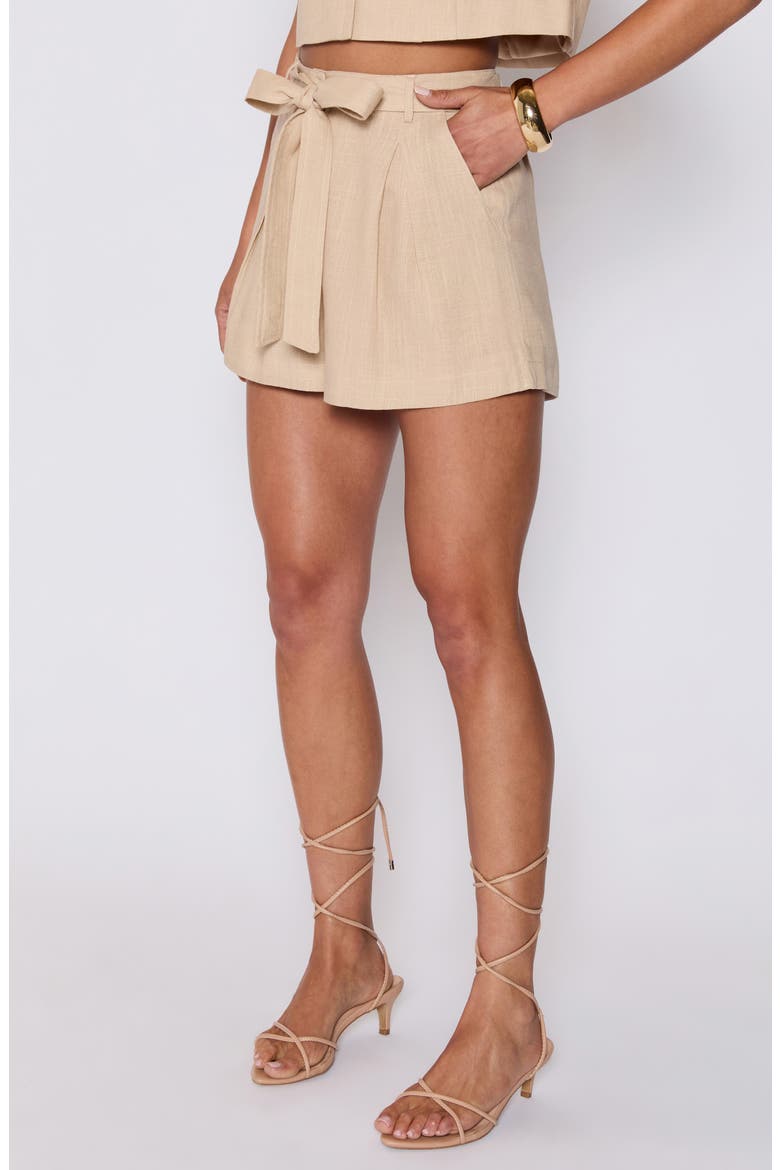 Natalie Tie Waist Shorts (Nordstrom Exclusive), Alternate, color, TAUPE