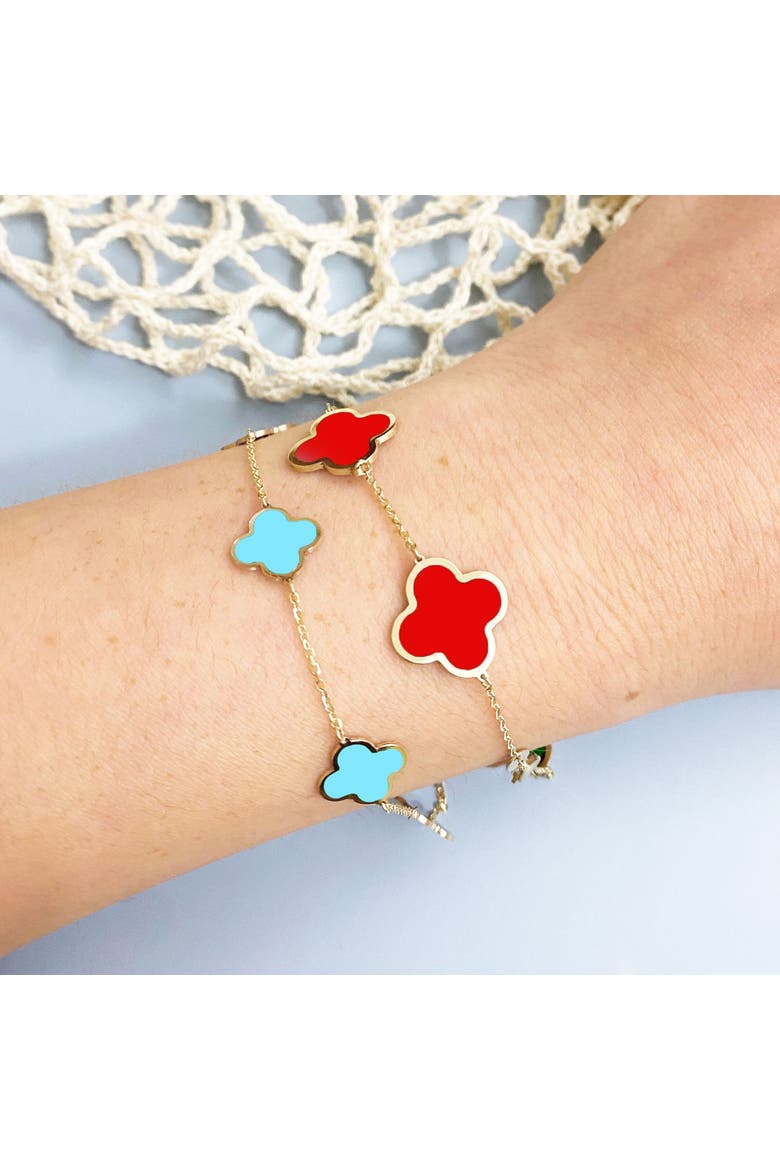 Large Coral Clover Bracelet, Alternate, color, Coral