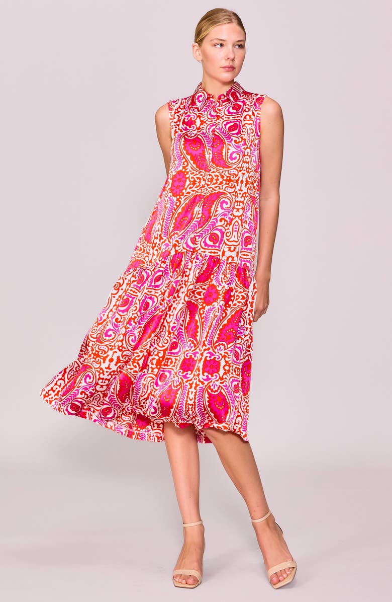 MELLODAY Sleeveless Shirtdress, Alternate, color, Ivory / Red