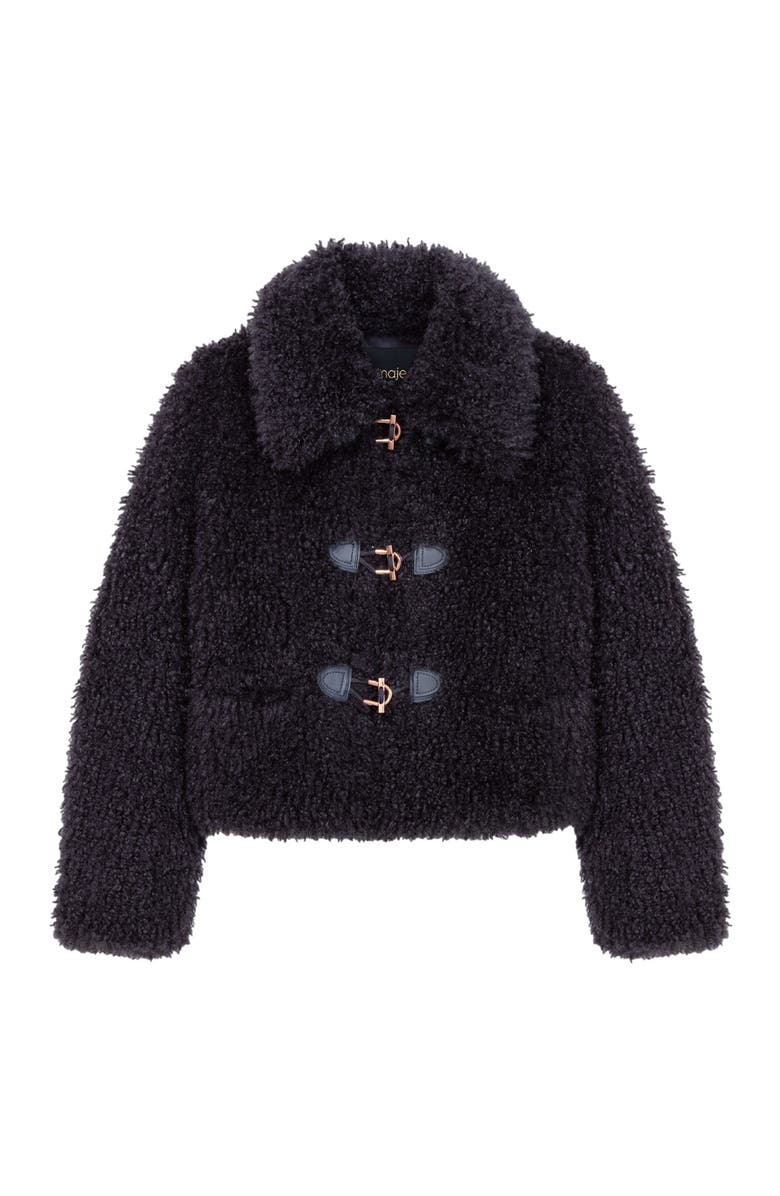 maje Short curly coat, Alternate, color, Anthracite Grey