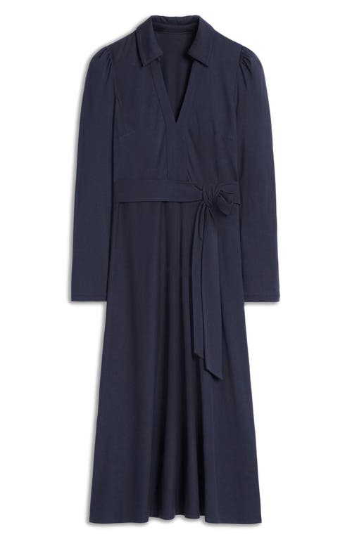 Shop Boden Imogen Long Sleeve Collared Jersey Dress In Navy
