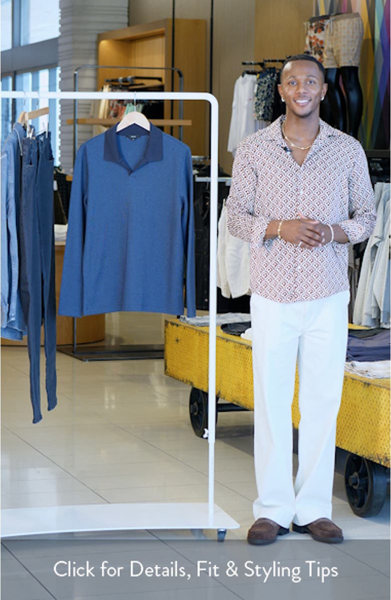 Bi-Color Rib Johnny Collar Long Sleeve Polo, sales video thumbnail