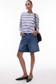 Topshop Loose Fit Raw Hem Cutoff Denim Shorts