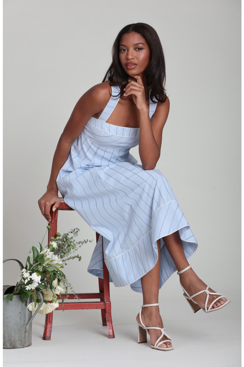 Stripe Sleeveless Midi Dress, Alternate, color, BLUE STRIPE