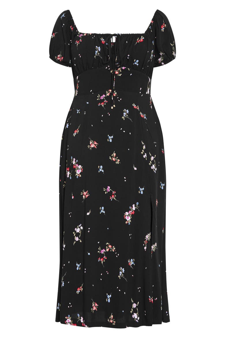 Abbie Floral Print Midi Dress, Alternate, color, PETAL BOUQUET BLACK