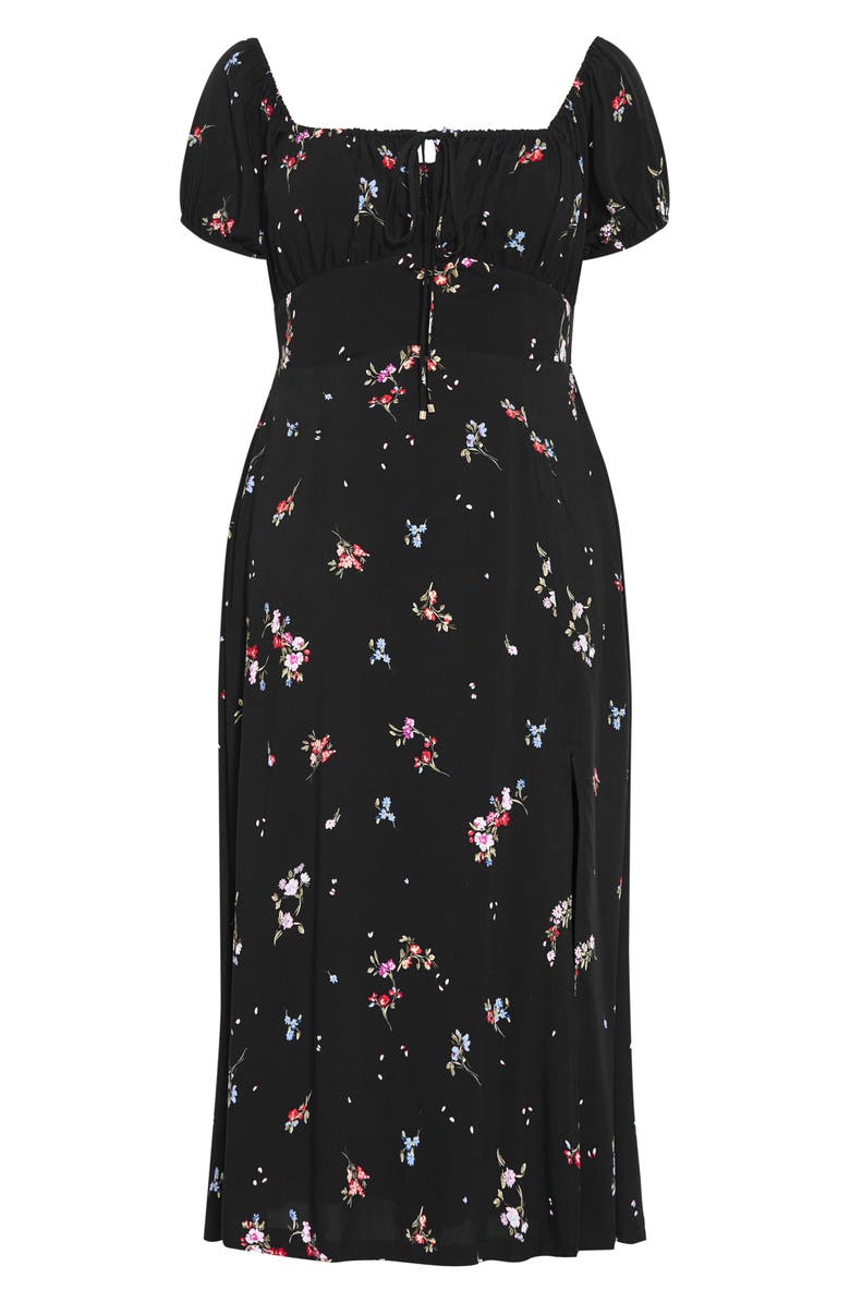 City Chic Abbie Floral Print Midi Dress, Alternate, color, Petal Bouquet Black