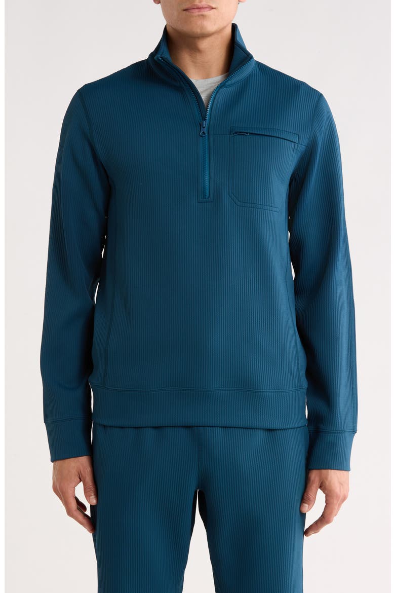 Double Knit Slim Quarter Zip Sweatshirt, Main, color, ATLANTIC