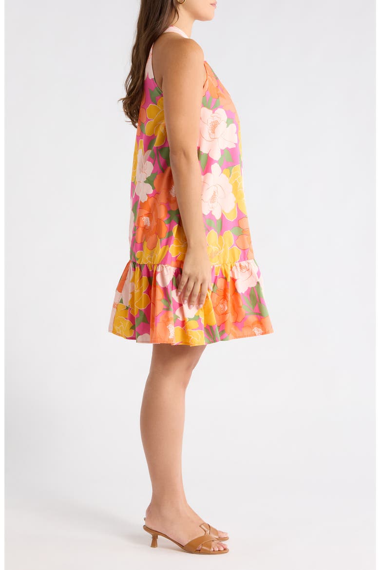 Milley Floral Della Halter Minidress, Alternate, color, PINK-ORANGE