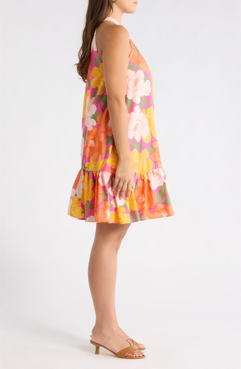 SUGARLIPS Milley Floral Della Halter Minidress, Alternate, color, Pink-Orange