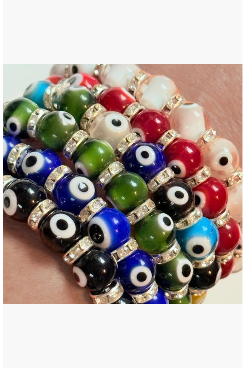 Evil Eye Beaded Bracelet, Alternate, color, Aqua