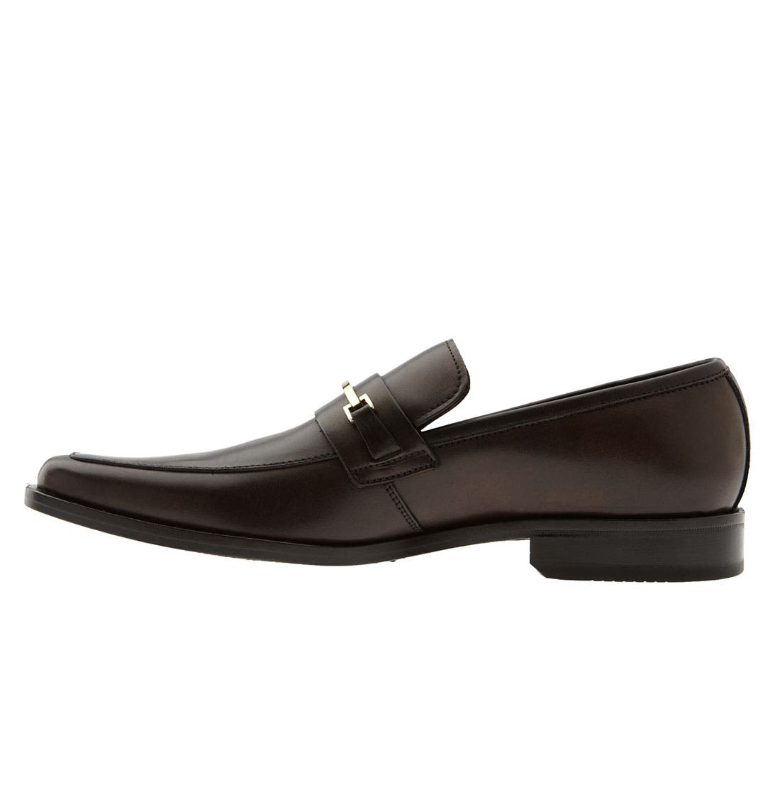 Black 'Carl' Loafer, Alternate, color, MEDIUM BROWN