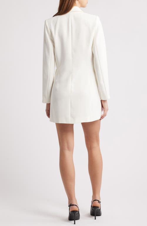 Rare London Double Breasted Long Sleeve Tuxedo Dress In Cream