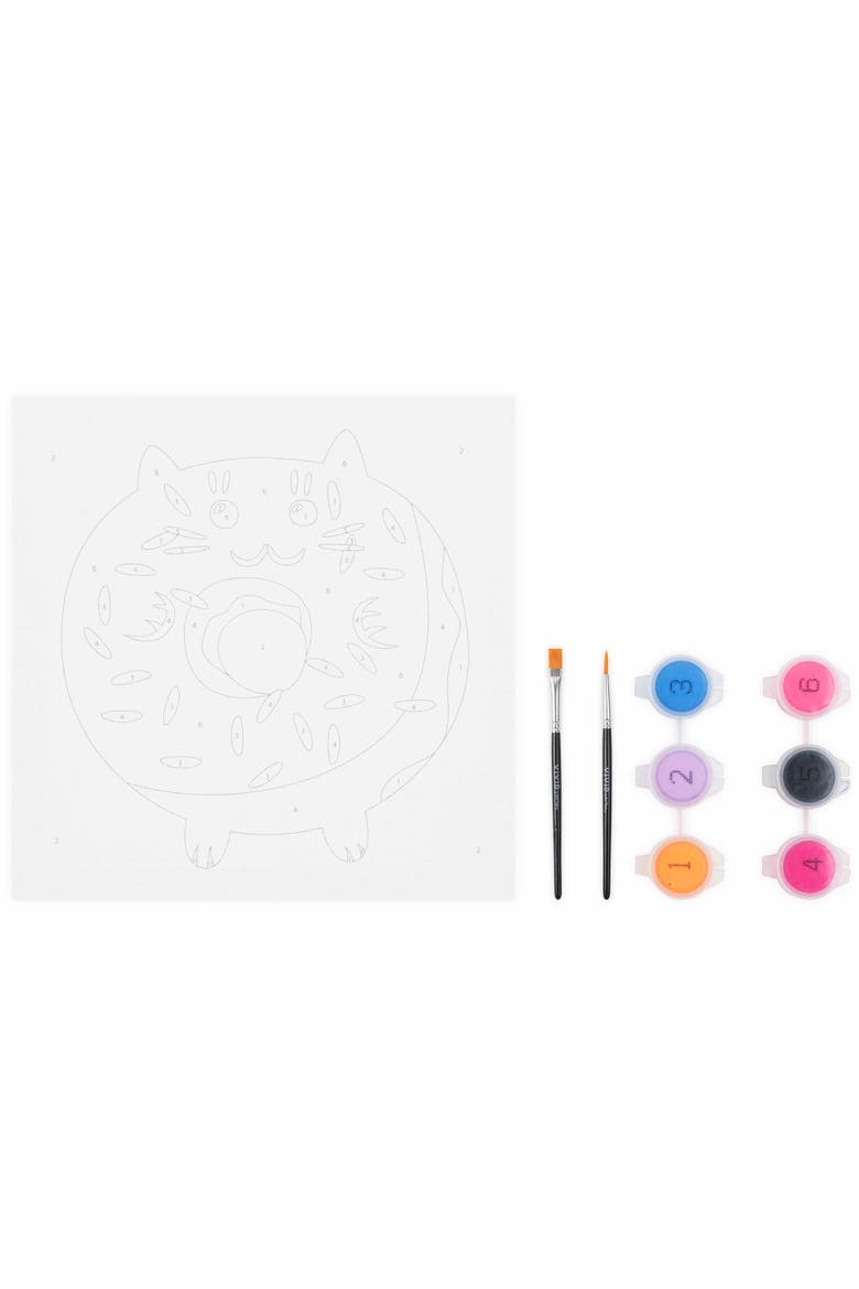 Acrylic Mini Paint By Number Kit, Kawaii Cat Donut, 6 x 6 Inches, Alternate, color, Multicolored