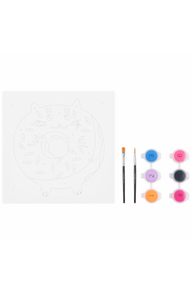 Brea Reese Vivid Acrylic Mini Paint By Number Kit, Kawaii Cat Donut, 6 x 6 Inches, Alternate, color, Multicolored