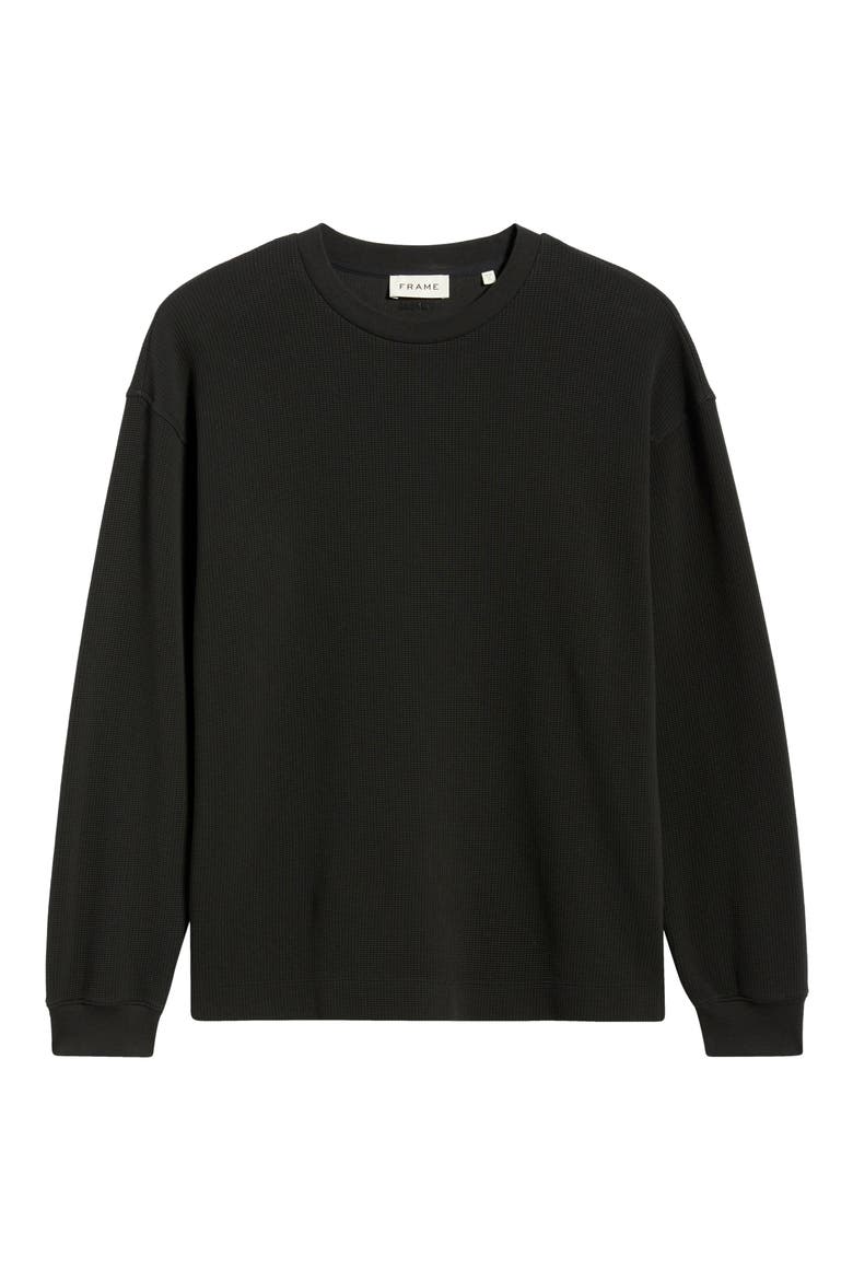 Long Sleeve Waffle Stitch T-Shirt, Alternate, color, BLACK
