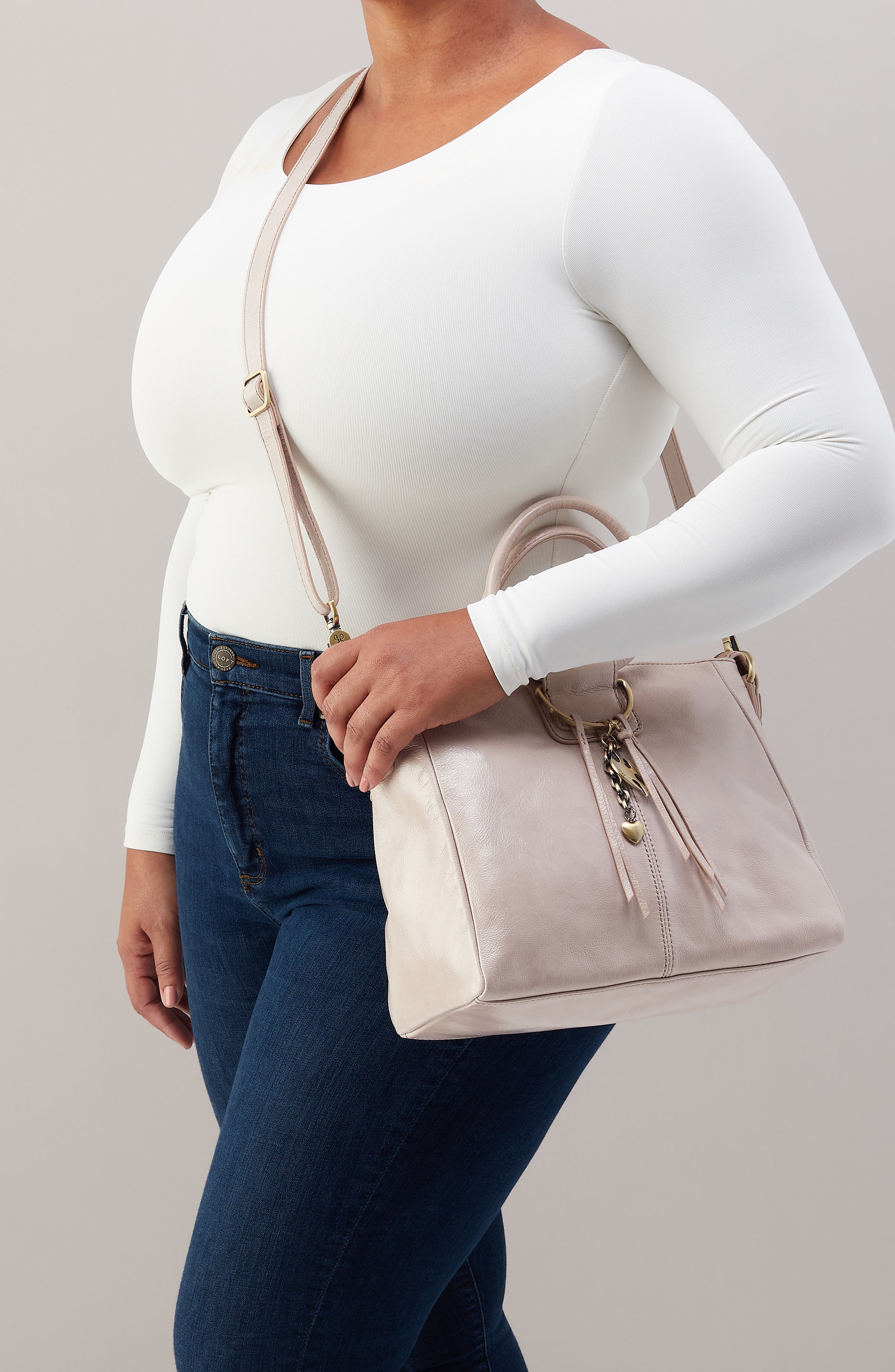 HOBO Sheila Medium Satchel Crossbody Bag, Alternate, color, Stone Gloss