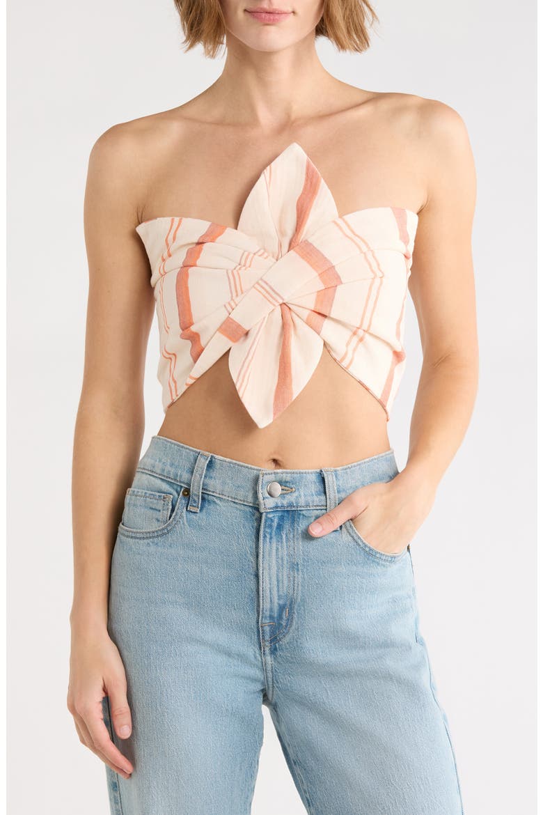 Clementine Striped Cotton Bandeau Top, Main, color, MAROON STRIPE