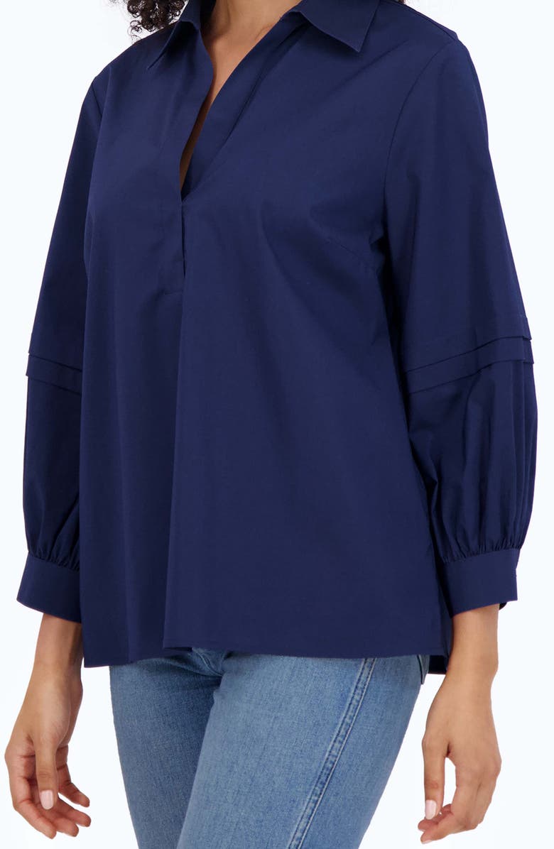 Foxcroft Frankie Poplin Shirt, Alternate, color, Navy