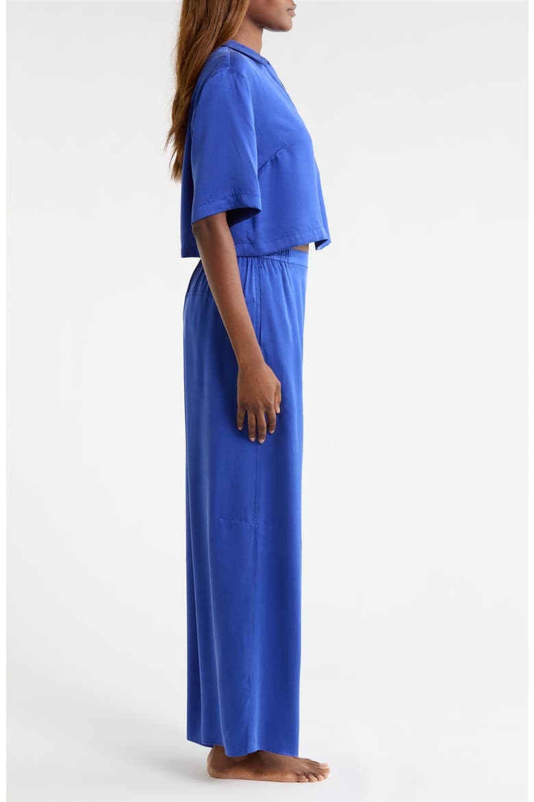 Washable High Waist Silk Pajamas, Alternate, color, COBALT DREAM