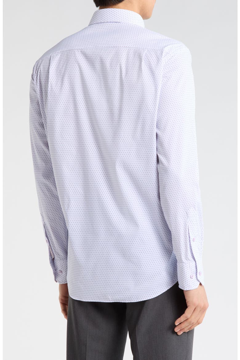 Neat Print Performance Sport Shirt, Alternate, color, WHITE/ PURPLE