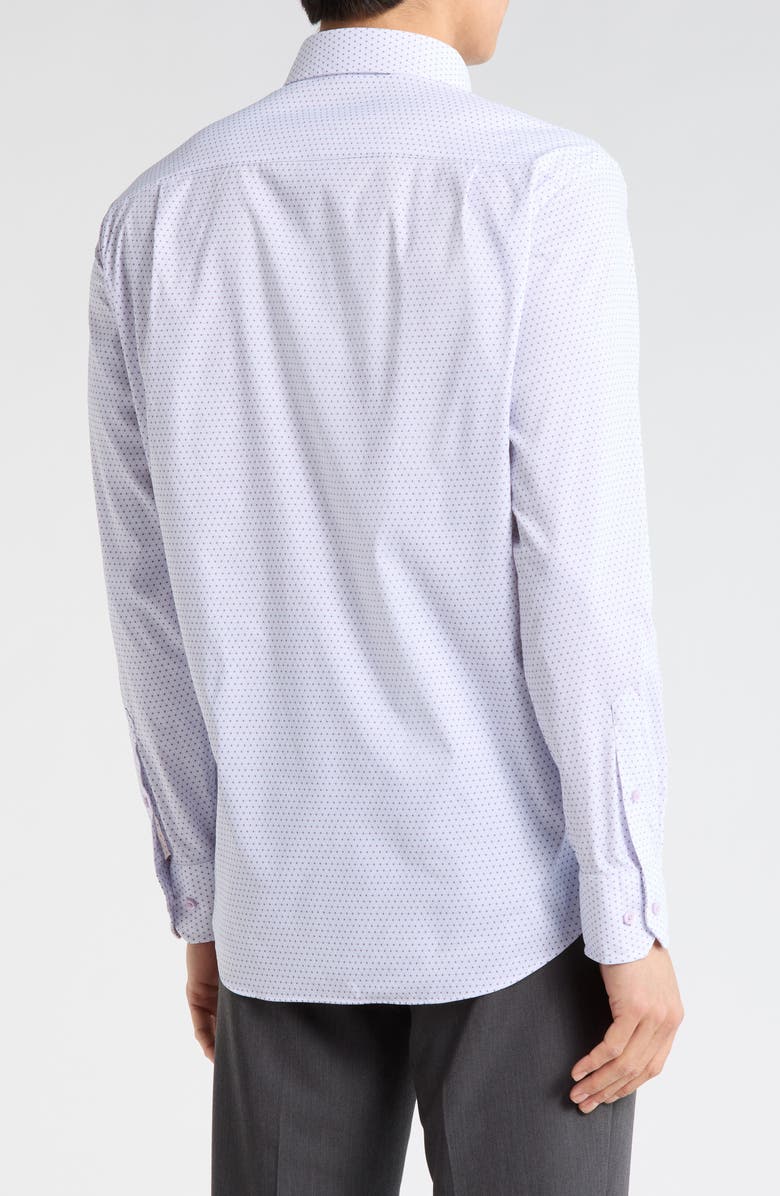 David Donahue Neat Print Performance Sport Shirt, Alternate, color, White/ Purple