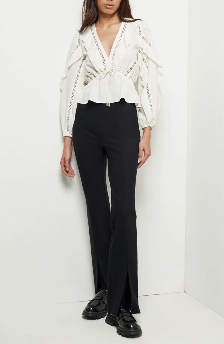 Derek Lam 10 Crosby Lucia High Waist Slit Front Flare Pants, Alternate, color, Black