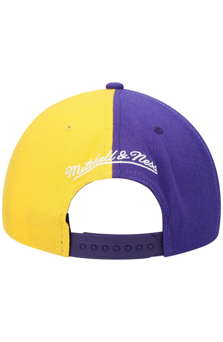 Mitchell & Ness Men's Mitchell & Ness Purple/Gold Los Angeles Lakers Half and Half Snapback Hat, Alternate, color, Purple