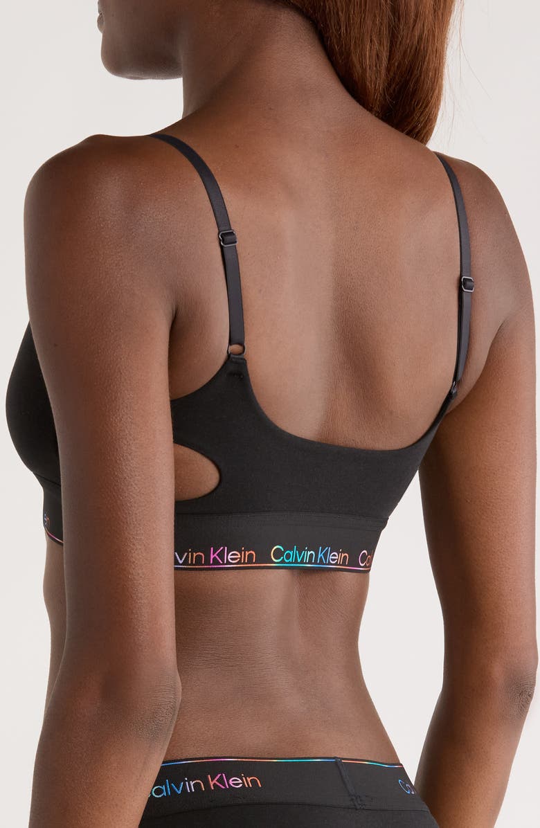 Calvin Klein Icon Pride Cotton Blend Bralette, Alternate, color, Black
