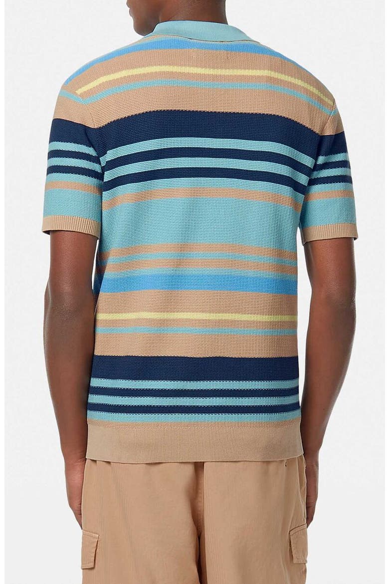 Stripe Textured Cotton Knit Polo, Alternate, color, SOFT CAMEL MULTI STR