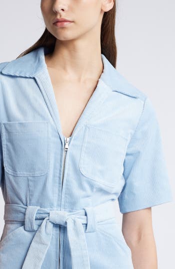 Zip Front Corduroy Jumpsuit