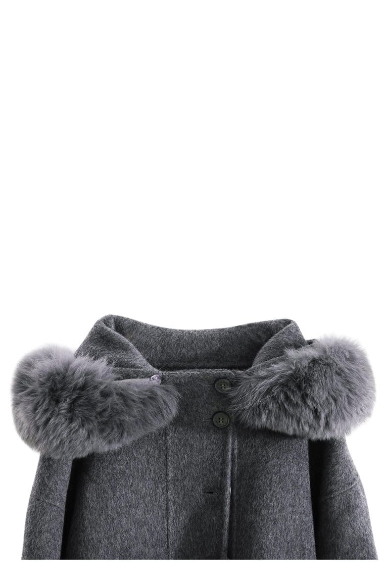 Wool Coat with Faux Fur Hood, Alternate, color, Grey