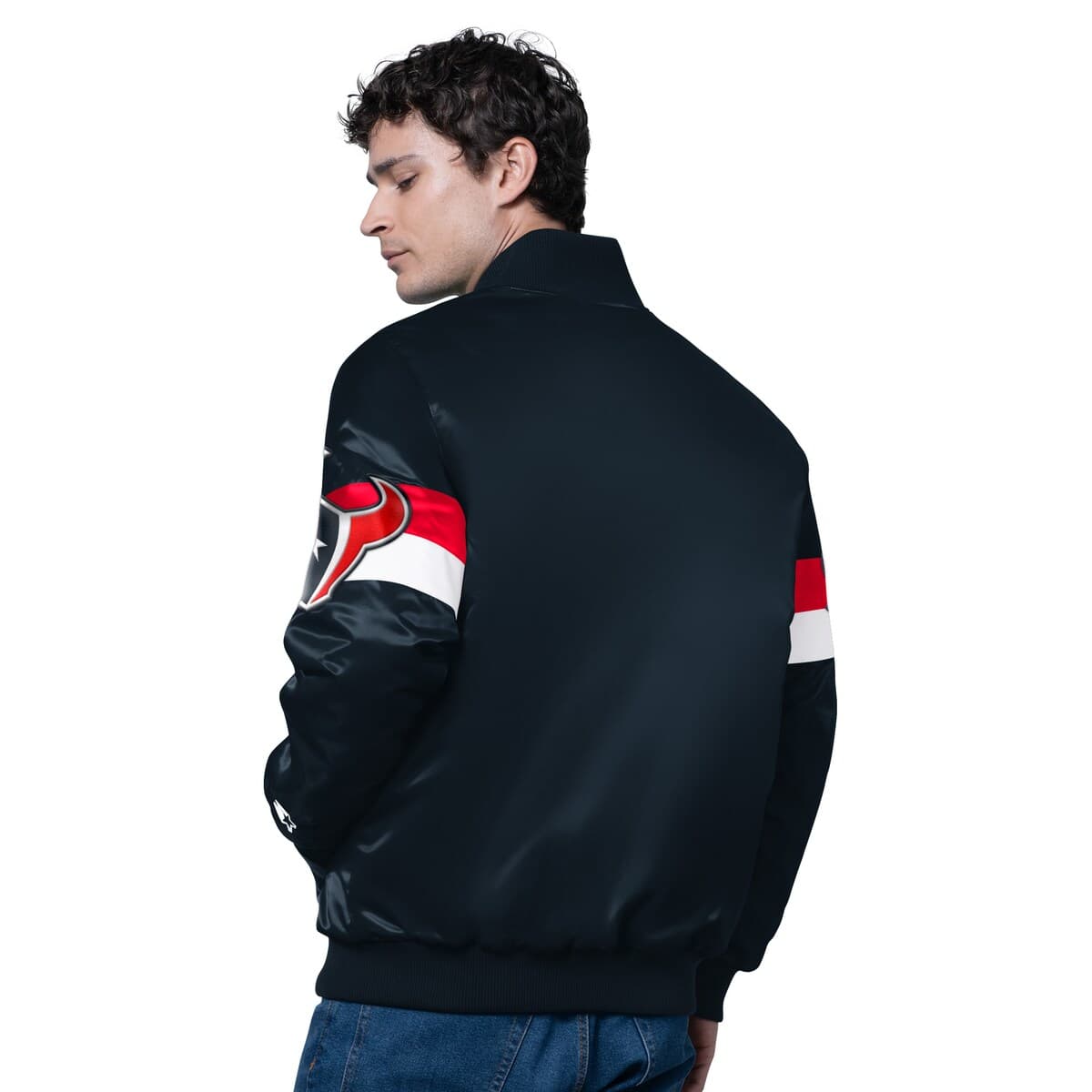 STARTER Men's Starter Navy Houston Texans Triple Option Satin Varsity ...
