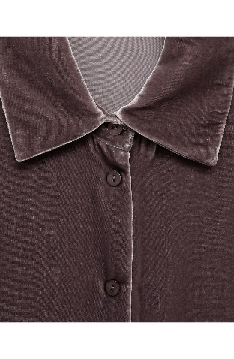 MANGO Velvet Button-Up Shirt, Alternate, color, Blackberry